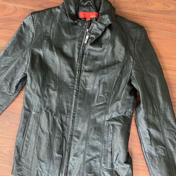 Black Max USA Women’s Genuine Leather Black Fitted Zipper Up Jacket Size Small - Picture 14 of 15